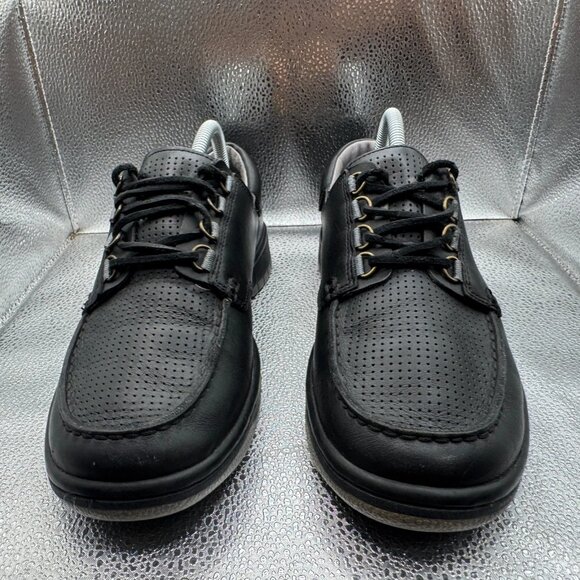 Size 9 Nike Mad Jibe Black Leather Mens Lace Up Low Top Sneaker Shoes 313264-002